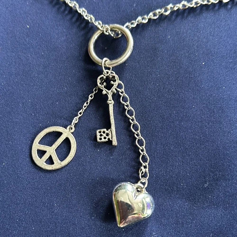 18” silver necklace with charms - Picture 2 of 3